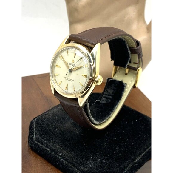 Rolex Oyster Precision Men's Watch Vintage Swiss Automatic 14k Gold Case 34mm - Picture 2 of 14